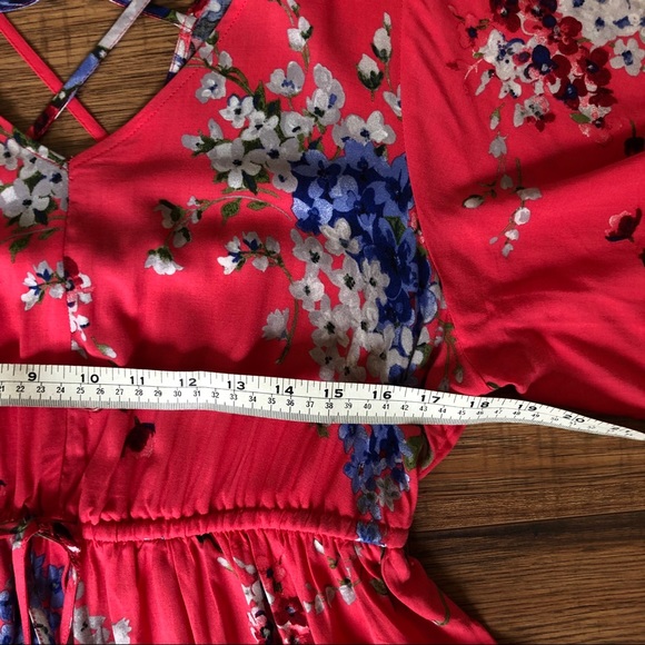 Torrid Coral Floral Print Dress w/ Sleeves - Picture 6 of 8